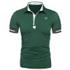HOTOUCH Men Slim Fit Jersey Polo Shirt Green L - Koszule - krótkie - $18.99  ~ 16.31€