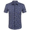 HOTOUCH Men's All Over Floral Prints Shirts Slim Fit Short Sleeve Hawaiian Shirt Black Purple XXL - Shirts - $16.99 