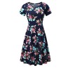 HUHOT Women Short Sleeve Round Neck Summer Casual Flared Midi Dress - sukienki - $18.99  ~ 16.31€