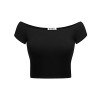 HUHOT Womens Basic Off-Shoulder Short Cami Crop Top - 半袖衫/女式衬衫 - $13.99  ~ ¥93.74