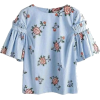 Half Sleeve Floral Blouse  - Рубашки - короткие - 