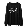 Halife Women's Cute Cat Face and Meow Letter Print Lightweight Sweatshirt - Shirts - $29.99 
