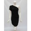 Halston womens silk one shoulder shirred mini dress Black - Dresses - $201.00 