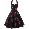 Halter Puffer Floral Dress - ワンピース・ドレス - $30.99  ~ ¥3,488