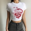 Happy Dragon Print Knit T-Shirt - Shirts - $19.99 