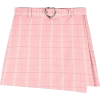 Heart Buckled Slit Check Skort - Skirts - 