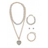 Heart Pendant Necklace with Matching Bracelets and Stud Earrings - Bracelets - $7.99 
