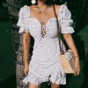 Heavy industry full lace cutout puff sle - Dresses - $32.99 