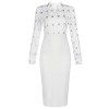 Hego Women's White Club Night Out Lace Mesh Sequin Bandage Dress Long Sleeve for Special Occasion H5531 - Dresses - $139.00 