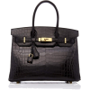 Hermes Black shiny croc birkin - Hand bag - 