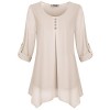 Hibelle Flowy Shirts for Women, Ladies Round Neck Tops Long Sleeve Cuffed Loose Lightweight Tunic Stylish Cheap Breezy Relaxed Fit Blouses to Wear with Leggings Office Wear Beige XXL 2XL - Camisas - $45.99  ~ 39.50€