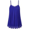 Hibelle Womens Casual Chiffon Spaghtti Straps Pleated Front Flowy Cami Tank Tops - Shirts - $50.99 