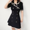 High Waist Slim Fit Knit Academy Dress - 连衣裙 - $29.99  ~ ¥200.94