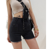 High-waisted five-button double-pocket frayed denim shorts - Shorts - $27.99 