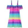 Hilor Girl's Cover-ups Swimwear Off Shoulder Swimdress Ruffled Hollow Beach Dress Cover Up for Kids - Dresses - $19.99 