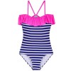 Hilor Girl's Ruffle Bikini Swimwear One Piece Swimsuits Off Shoulder Monokini Bathing Suis for Kids - Kopalke - $13.99  ~ 12.02€