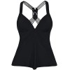 Hilor Women's Macrame Back Tankini Swimsuit Flowy Swimwear V Neck Swim Top - Swimsuit - $16.99 