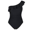 Hilor Women's One Piece Swimsuits One Shoulder Swimwear Asymmetric Ruffle Monokinis Bathing Suits - Fato de banho - $56.00  ~ 48.10€