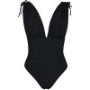 Hilor Women's One Piece Swimwear Plunging V Neck Swimsuits Shirred Tummy Control Bathing Suit Monokinis - Swimsuit - $21.99 