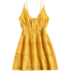 Hollow Out A Line Cami Dress - Yellow - Skirts - 