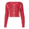 Hollow long-sleeved T-shirt with straps on chest - Koszule - krótkie - $19.99  ~ 17.17€