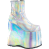 Holographic Platform Shoes Silver  - 厚底鞋 - $91.95  ~ ¥616.10