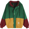 Hooded Color Block Corduroy Jacket - Gre - Куртки и пальто - 