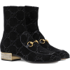 Horsebit GG velvet boot with crystals - Сопоги - 