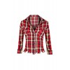 Hot From Hollywood Women's Frigned Crop Flannel Plaid Long Sleeve Button Up Top - 半袖シャツ・ブラウス - $22.99  ~ ¥2,587