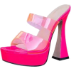 Hot Pink Platform Mules - Sandały - 