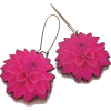 Hot pink woodcut dahlia flower earrings - イヤリング - 