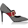 Houndstooth Wool Buckle-Strap Pumps - Classic shoes & Pumps - 