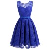 IVNIS Women's Lace Fit and Flare Cocktail Party Dress A-line Prom Dress with Belt - Dresses - $36.69  ~ £27.88