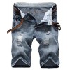 IWOLLENCE Men's Fashion Ripped Distressed Straight Fit Denim Shorts with Hole - Shorts - $24.99 