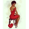 Illustration of Back View of Woman/Red2 - Resto - 