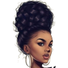 Illustration of Woman with Curly Bun - Resto - 