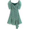 Irregular green floral V-neck bubble sle - Haljine - $35.99  ~ 228,63kn