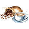 Istock coffee and beans aquarel - イラスト - 