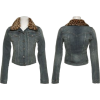 JESSICA SIMPSON Denim Jacket W/ Leopard Print Collar [60134910-SG7] - Jacket - coats - $15.00 