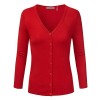 JJ Perfection Women's 3/4 Sleeve V-Neck Button Down Knit Cardigan Sweater - Shirts - $17.99 