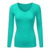 JJ Perfection Women's Basic Long Sleeve V-Neck Top T-Shirt - Camisa - curtas - $9.99  ~ 8.58€