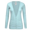JJ Perfection Women's Ribbed Knit Deep V Long Sleeve Cardigan w/Dual Pockets - Camicie (corte) - $15.99  ~ 13.73€