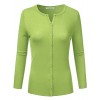 JJ Perfection Women's Solid 3/4 Sleeve Crew Neck Basic Button Down Cardigan - Shirts - $17.99 