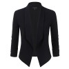 JJ Perfection Womens Textured Open-Front Collar Blazer with Ruched Elbow Sleeve - Shirts - $17.99 
