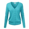 JJ Perfection Women's V-Neck Button Down Long Sleeve Knit Cardigan Sweater - 半袖衫/女式衬衫 - $14.49  ~ ¥97.09