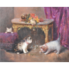 J. Laurent, Dogs&Cats, 1880 oil painting - Ilustracije - 