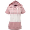 JayJay Women Casual Athleisure Velvet Contrast Color Short Sleeve Pullover Hoodie Sweater Shirt - 半袖シャツ・ブラウス - $21.99  ~ ¥2,475