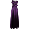 Jeweled Satin Strapless Long Gown Diagonal Bow Junior Plus Size Purple - Dresses - $161.99 