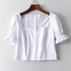 Joker Square Collar Sexy Short Clavicle - 半袖衫/女式衬衫 - $25.99  ~ ¥174.14