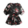 KILIG Women's Summer Tops Round Neck Self Tie Short Sleeve Casual Floral Blouse Tops - Camisa - curtas - $28.99  ~ 24.90€